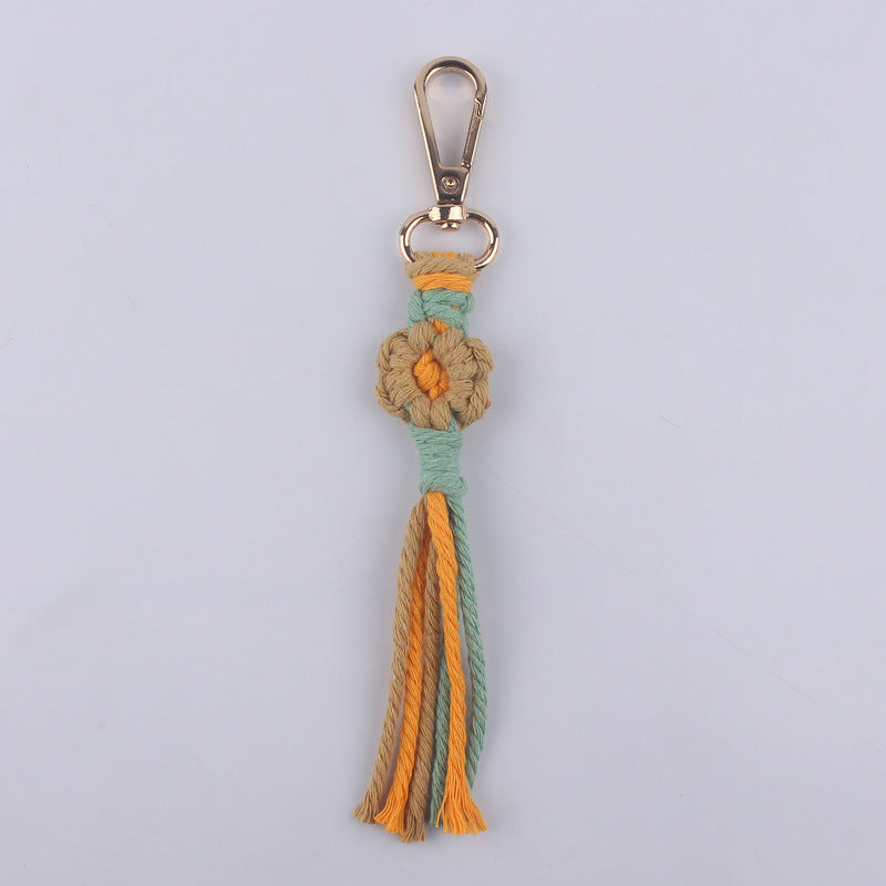 Wholesale Handmade Cotton Thread Woven Cartoon Flower Keychain